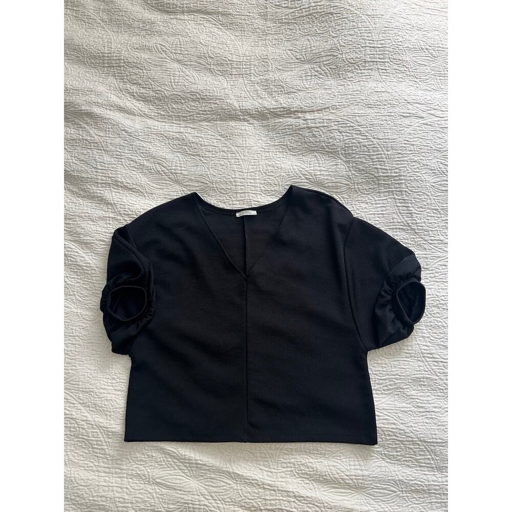 Zara V-neck Black Top, Dressy, size L